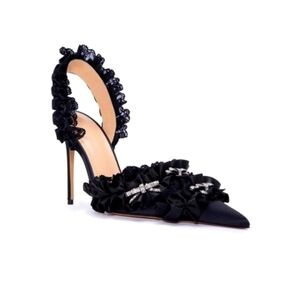 $1100 MACH MACH Pumps Women 9.5B Slingback Beauty Of Antoinette Ruffles